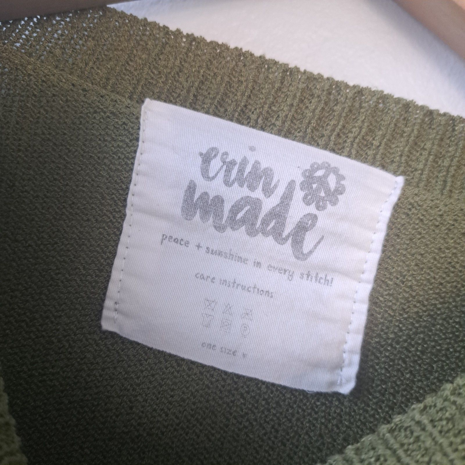 Erin Made Petal Pullover Sweater Women One Size Large Green Flower Floral Knit — image 4 of 8